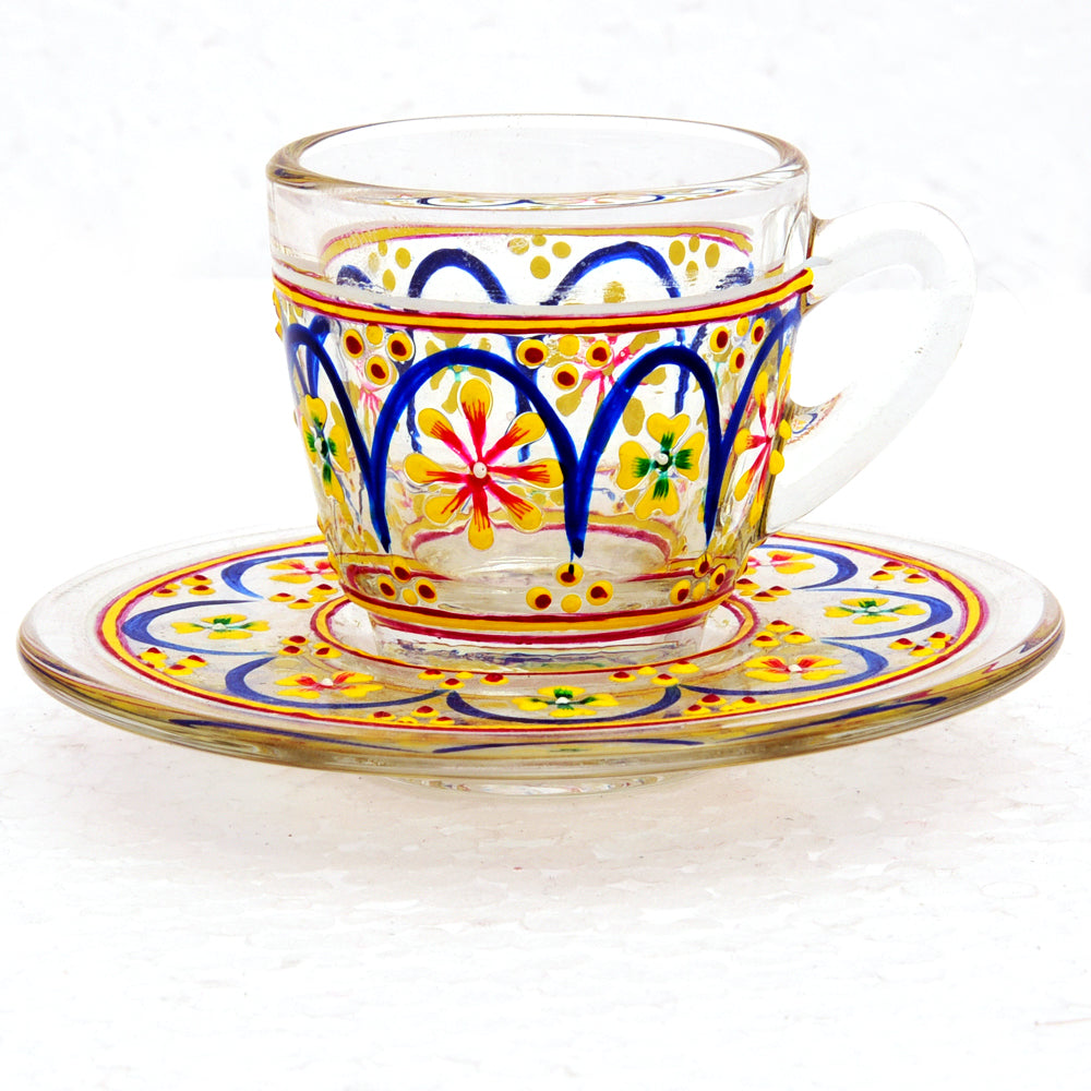 Hand Painted Cup & Saucers set of 6