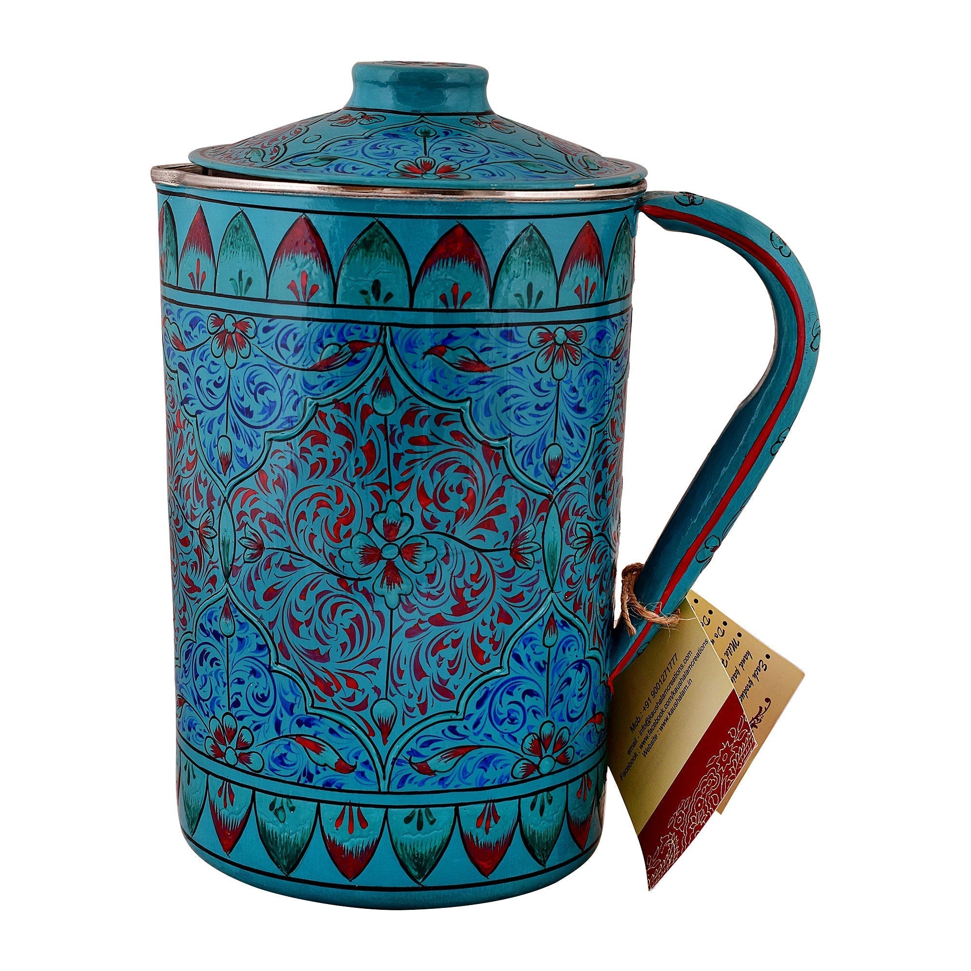 Hand Painted Water Jug- Sky Blue, Stainless Steel Water Pitcher, Juice Pitcher, Christmas Gift, Exclusive Tableware