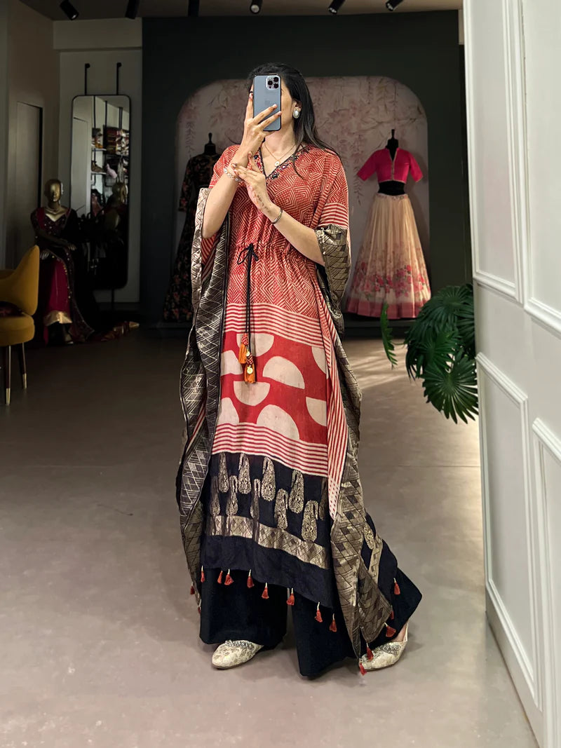 Daily Wear Kaftan With Real Mirror And Hand Work | Ready To Wear