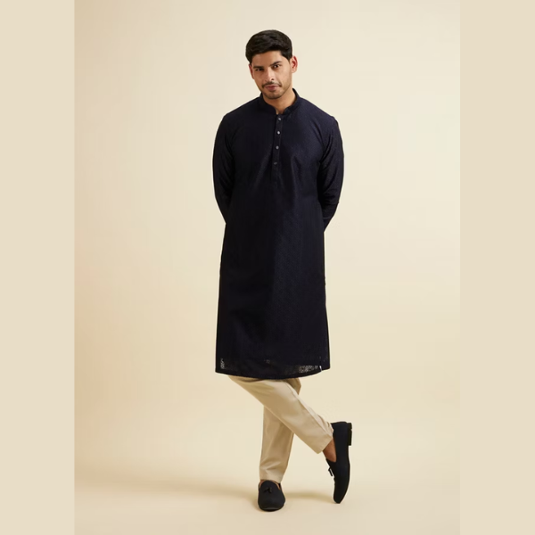 Manyawar Self Patterned Kurta Set