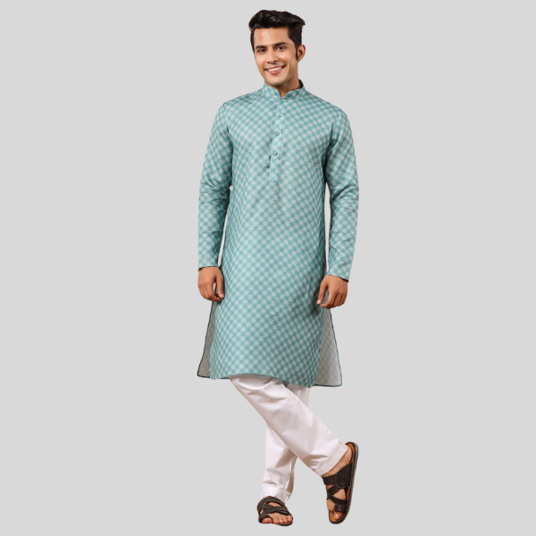 Designer Kurta Pajama For Men | Rama Green