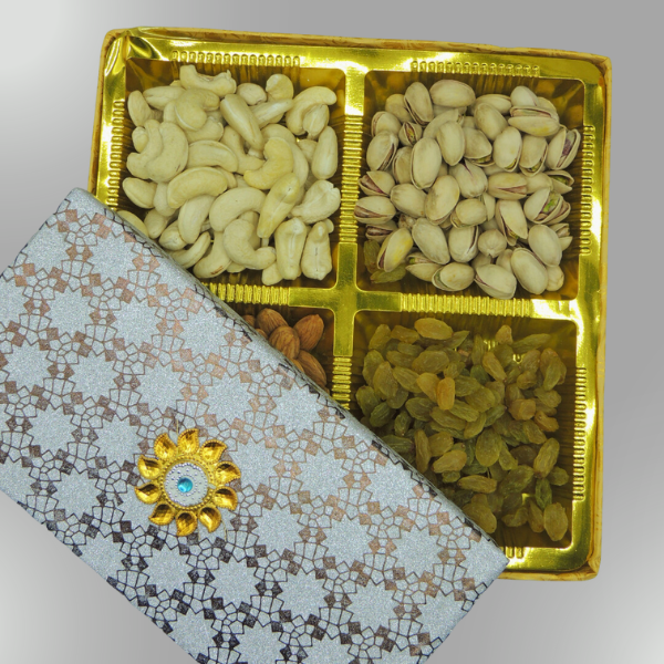 Diwali hamper hub Silver Dryfruit Box