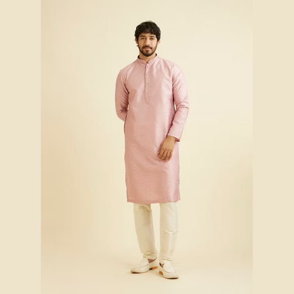 Manyawar Lattice Patterned Kurta Set