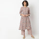 Floral Print Calf Length A-Line Kurta With Pant Set | Ready To Wear