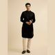 Manyawar Elegant Black Velvet Kurta Pajama