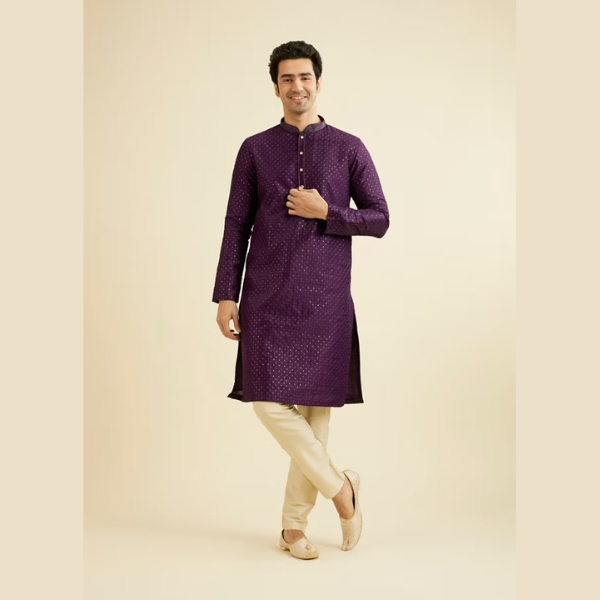 Manyawar Self Patterned Kurta Set