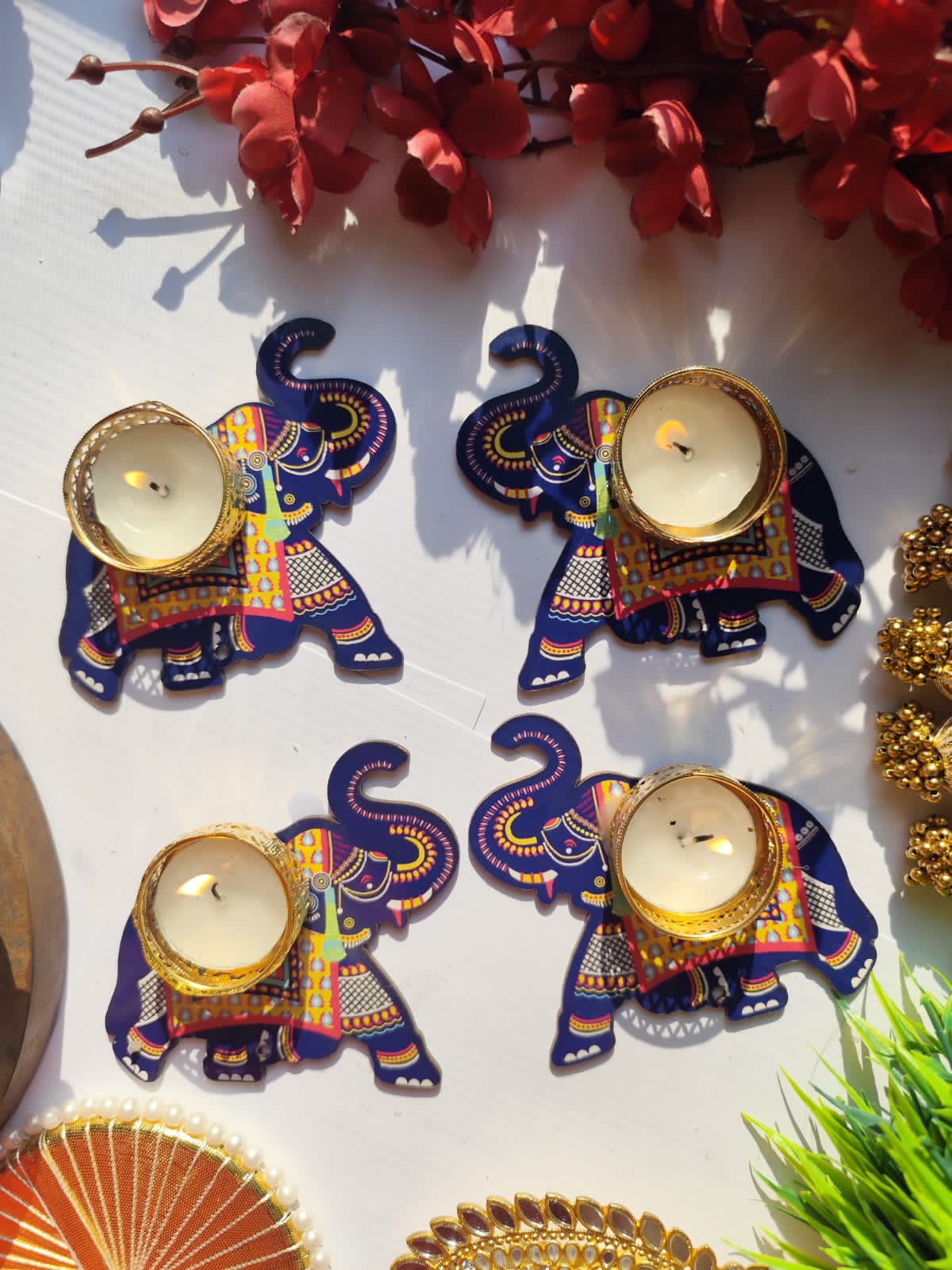 Elephant Design MDF Tea Light Candle Holder