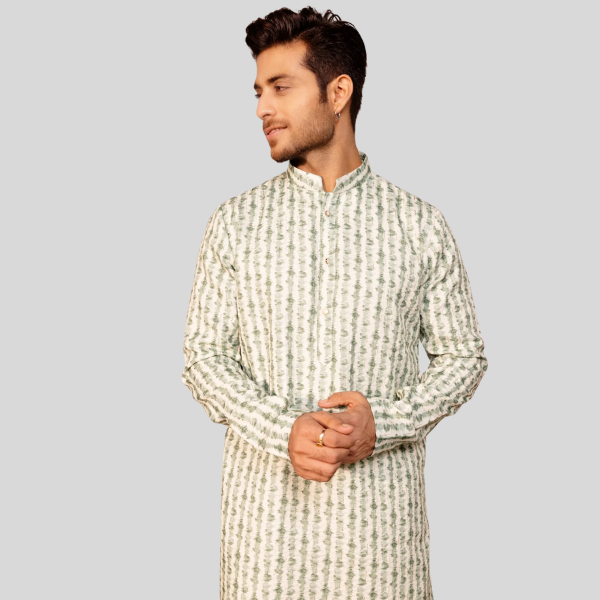 Embroidery Designer Kurta Pajama | Green Color