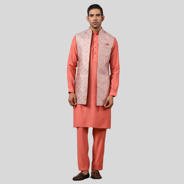 Embroidery Jodhpuri Long Jacket with Kurta pajama