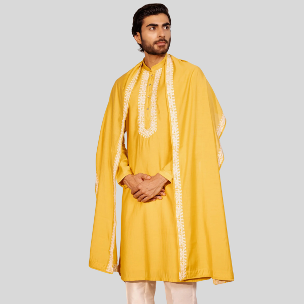 Embroidery Jodhpuri Yellow Kurta Pajama