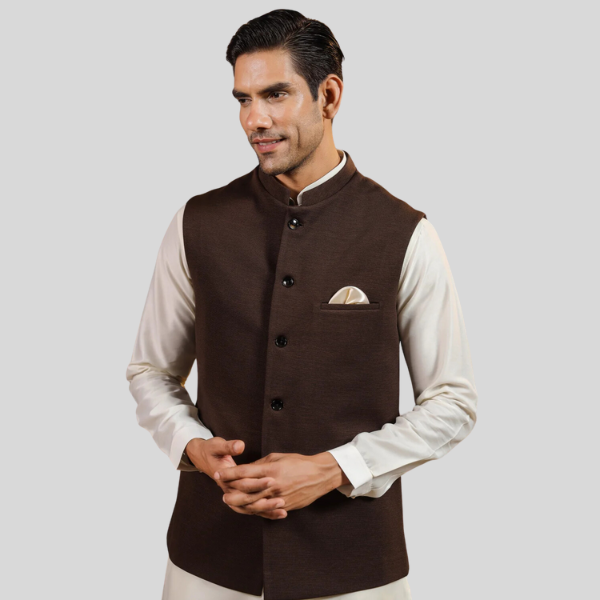 Formal Waist Coat For Men | Brown