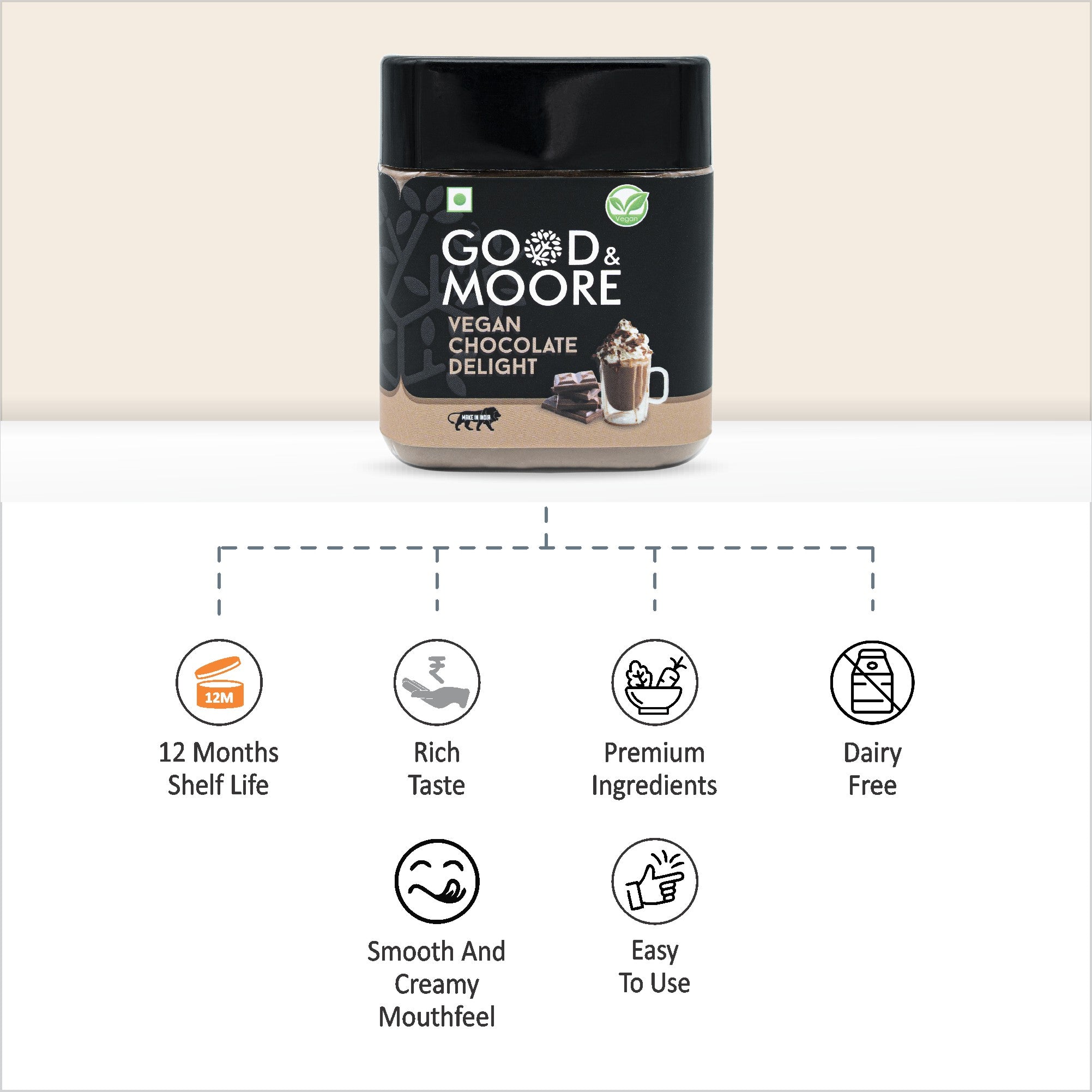 Good & Moore  Vegan Chocolate Delight Frappe Mix | 320 gms