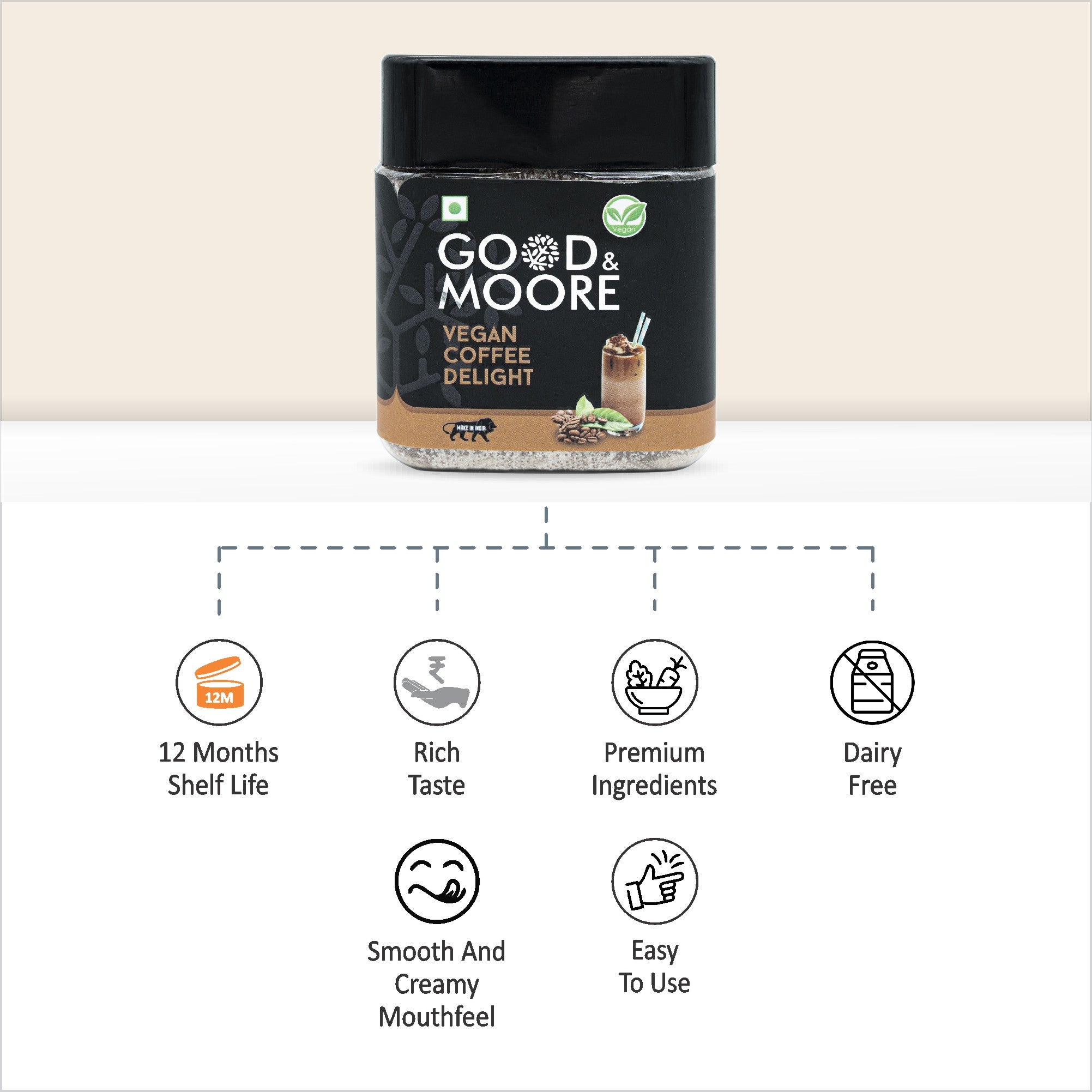 Good & Moore  Vegan Coffee Delight Frappe Mix | 350 gms