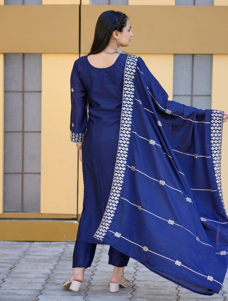 Chinon Lehenga Suit With Sequence Work | Ready To Wear