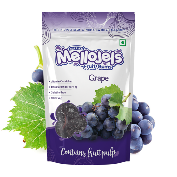 Grape Mellojels Gums  Zip Pouch - 150 gms