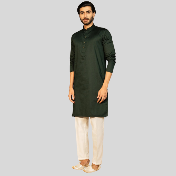 Green Color Plain Kurta Pajama