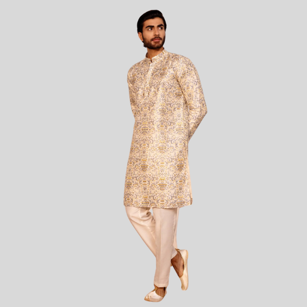 Grey Color Embroidery Designer Kurta Pajama