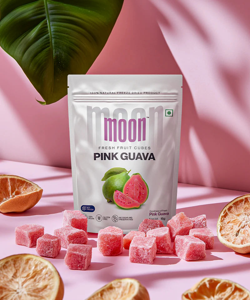 Moon Freeze Dried Pink Guava Cubes | 16 gms
