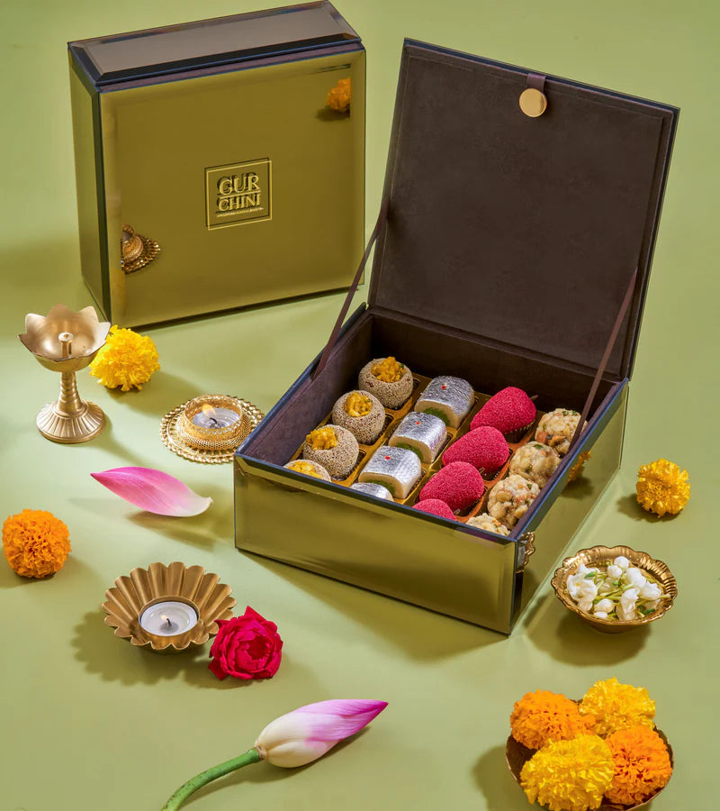 Gur Chini Luxury champagne Glass Top 16 Cavities Box