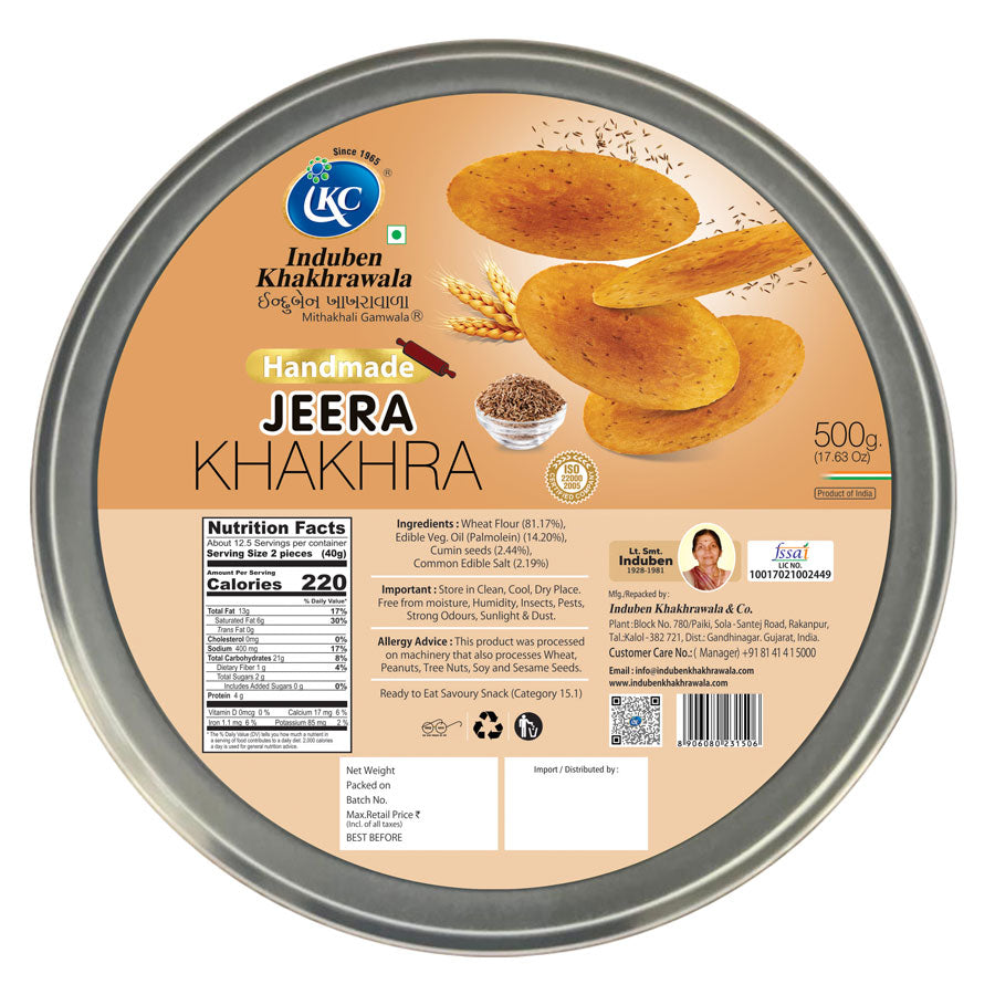 Induben Khakhrawala Handmade Jeera Khakhra 500 gms