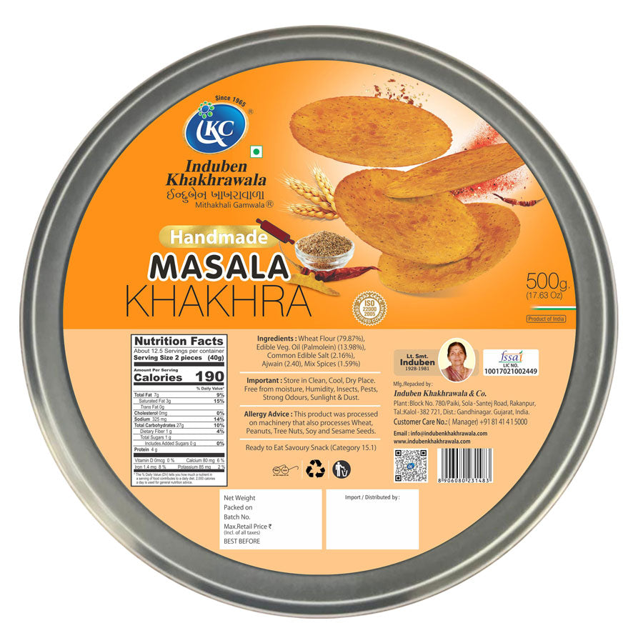 Induben Khakhrawala Handmade Masala Khakhra 500 gms