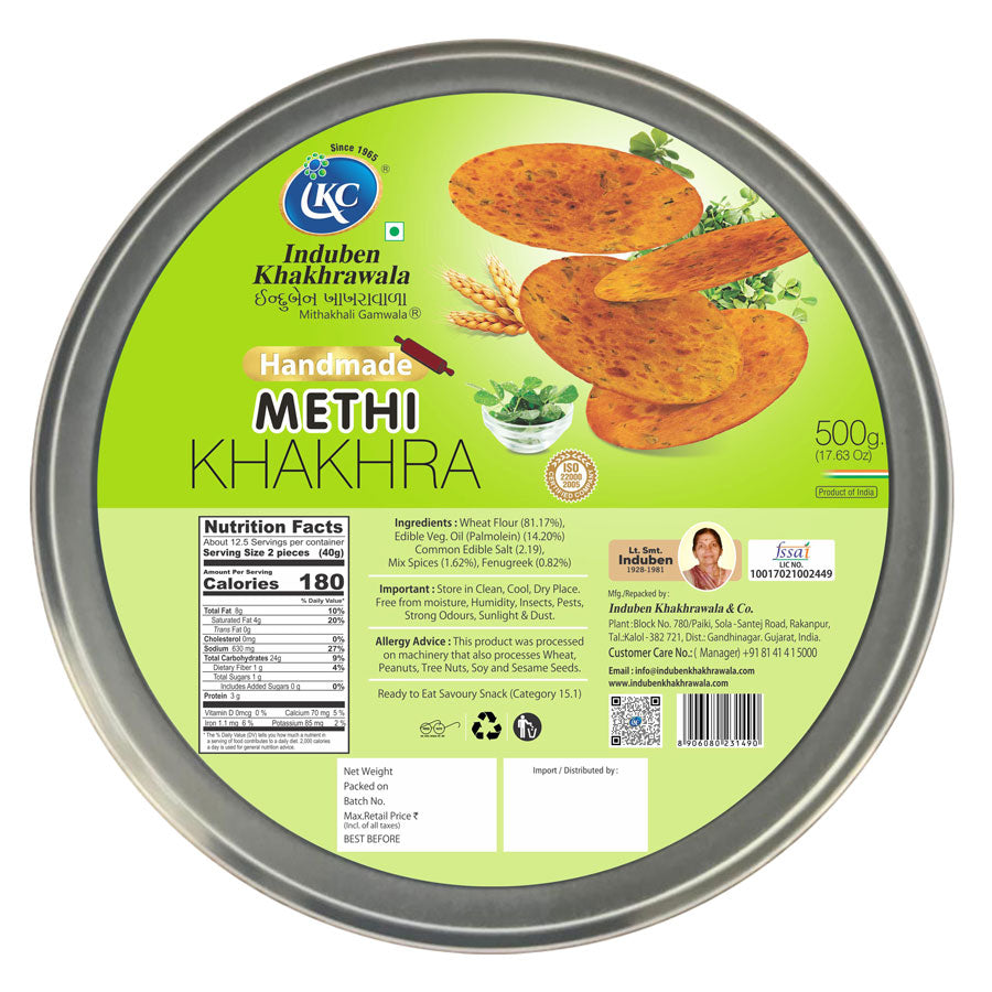 Induben Khakhrawala Handmade Methi Khakhra 500 gms