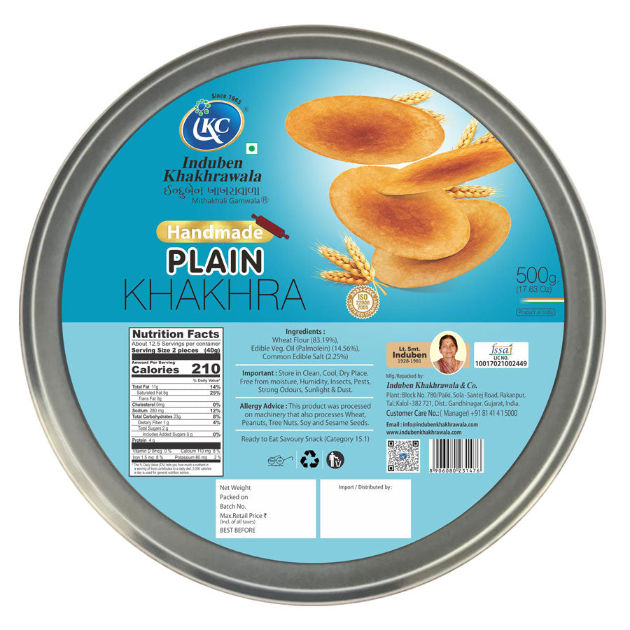 Induben Khakhrawala Handmade Plain Khakhra 500 gms