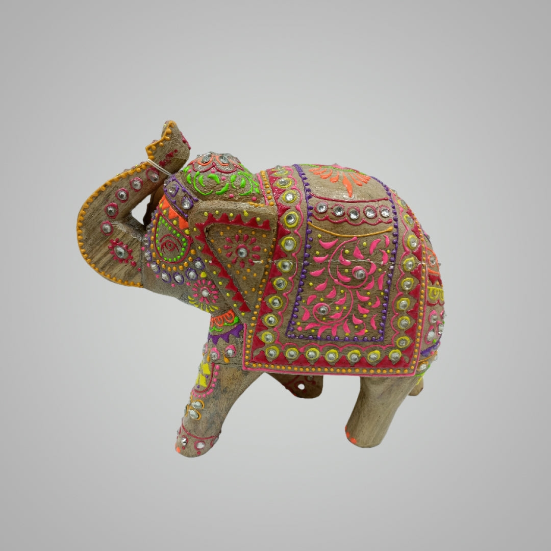 Hand-Painted Wooden Elephant