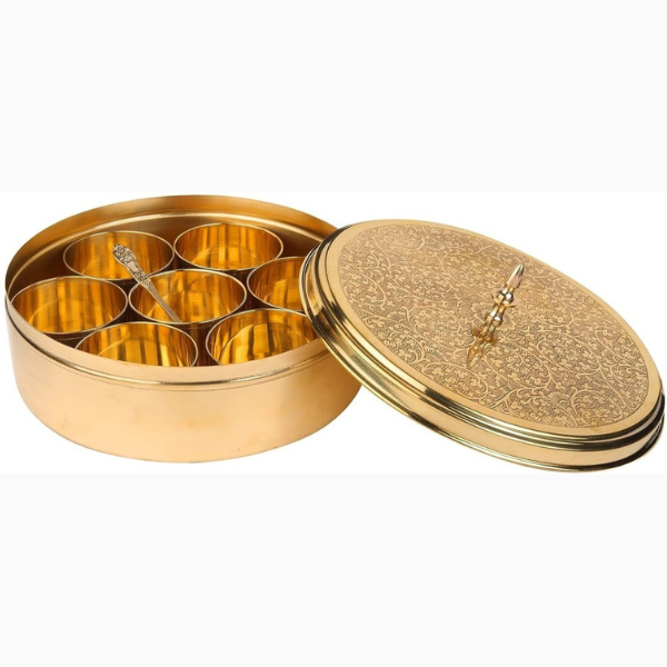 Handcrafted Brass Spice Box Set