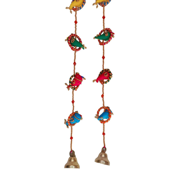 Handmade Birds with Beads and Metal Bell Door Hanging