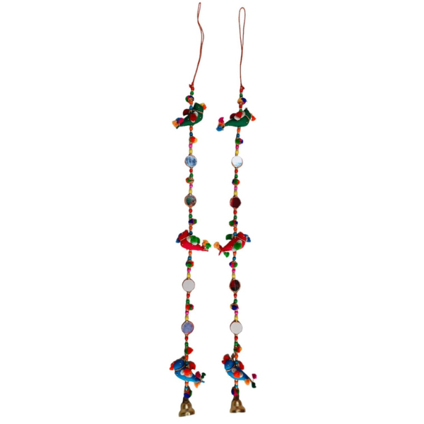 Handmade Birds with Beads and Metal Bell Door Hanging