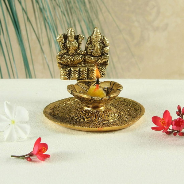 Handmade Laxmi Ganesh Diya - Brass | Set of 3