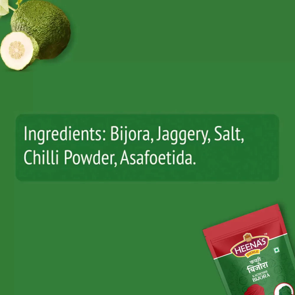 Heena's Kachchhi Bijora Pickle 400g traditional Gujarati citron pickle with authentic Kutch flavors.
