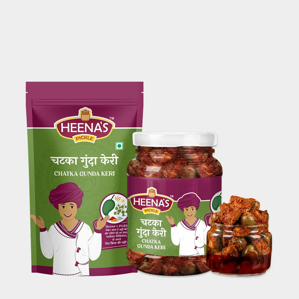 Heena's Pickle Chatka Gunda Keri Pickle 400g Traditional Gujarati Pickle
