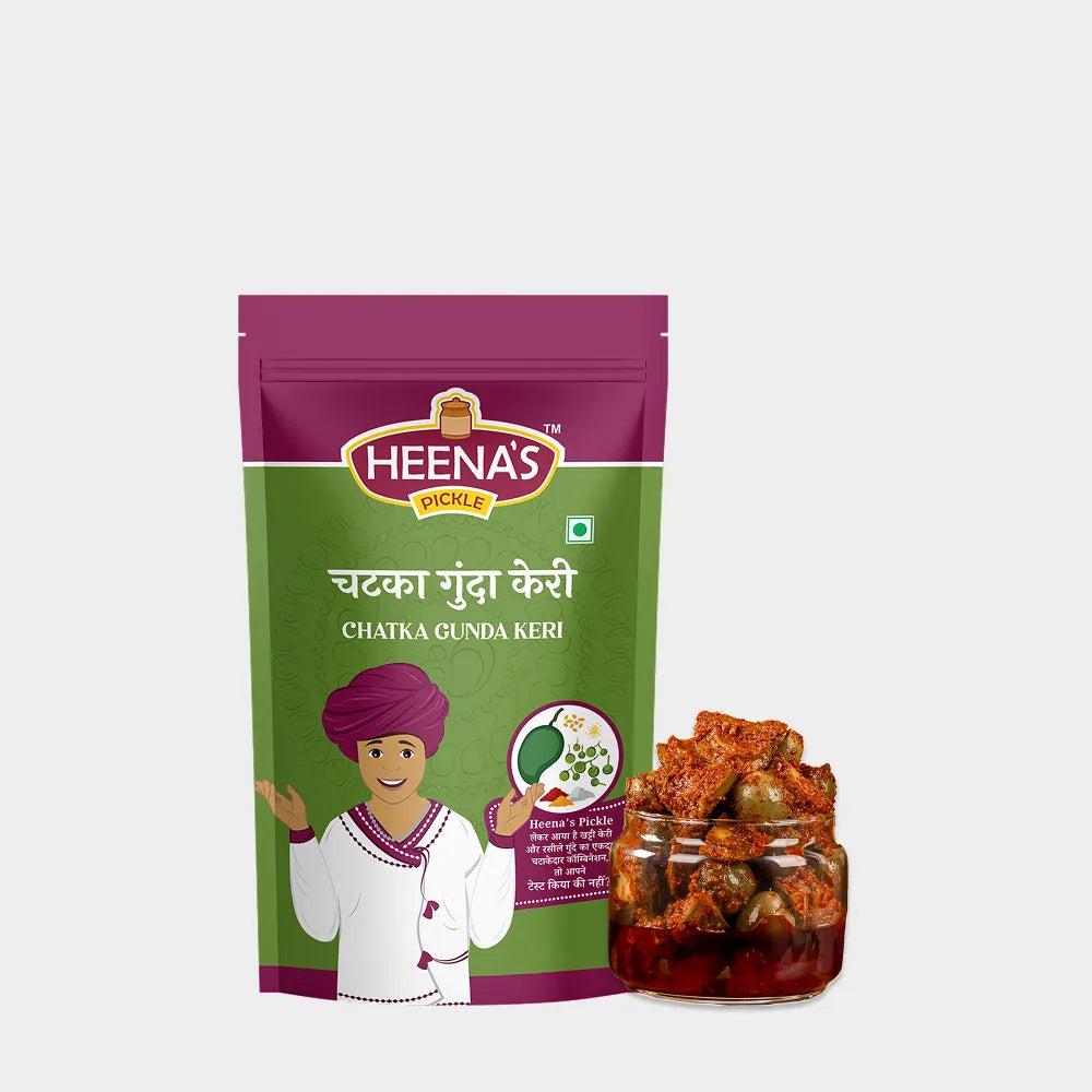 Heena's Pickle Chatka Gunda Keri Pickle 400g Traditional Gujarati Pickle