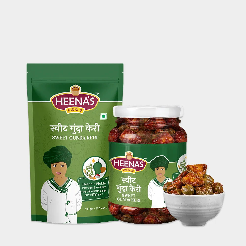 Heena's Pickle Sweet Gunda Keri Pickle – Authentic Gujarati Gumberry & Raw Mango Pickle 500 gms