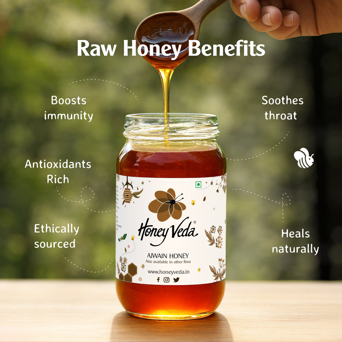Honey Veda Ajwain Farm Honey - 500 gms