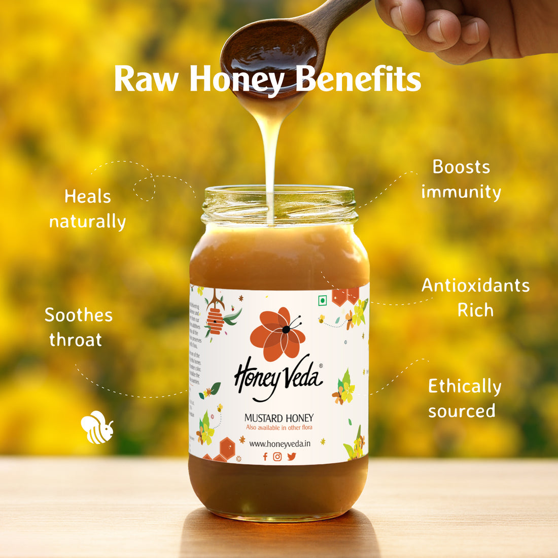 Honey Veda Mustard Farm Honey - 500 gms