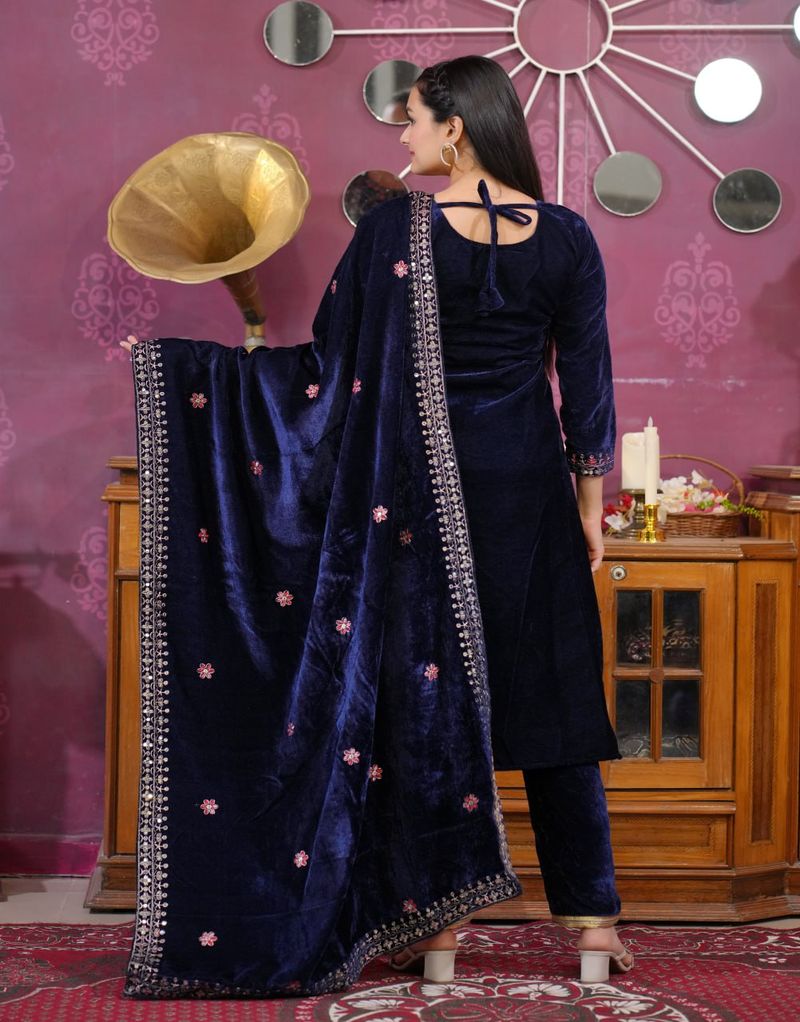 Viscos Velvet Lehenga Suit With Sequence And Embroidery Work | Ready To Wear