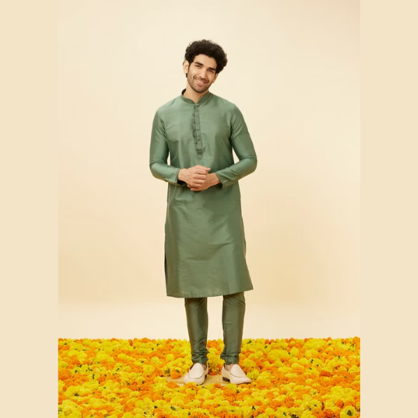 Manyawar Solid Kurta Pajama - India shopping