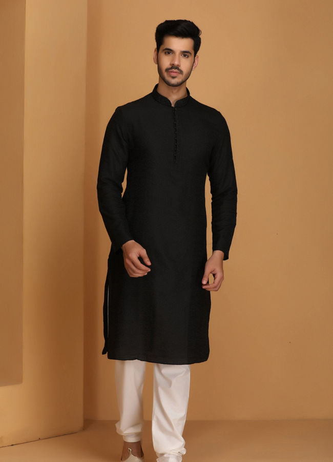 Manyawar Classic Black Kurta