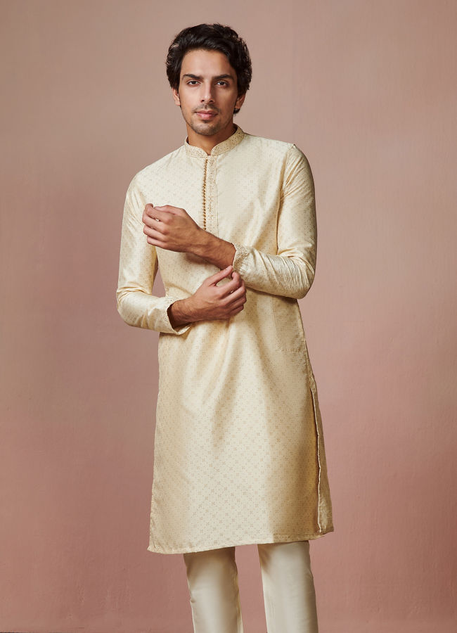 Manyawar Biscuit Printed Kurta Set