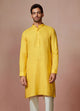 Manyawar Mustard Yellow Self Design Kurta