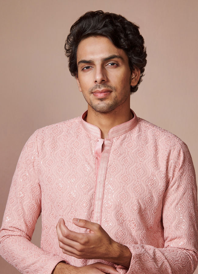 Manyawar Rani Pink Chikankari Kurta Set