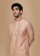 Manyawar Faded Pink Self Design Kurta Pajama