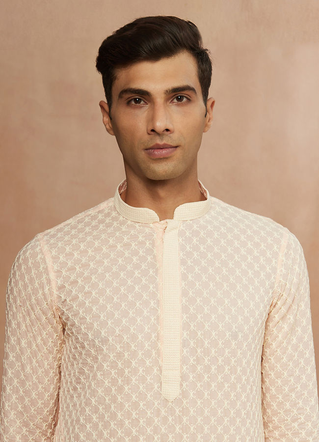 Manyawar Pink Chikankari Kurta Set - India shopping