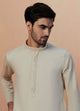 Manyawar Off White Solid Kurta Pajama