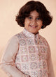 Manyavar Boys Pink Chikan Kurta Jacket Set