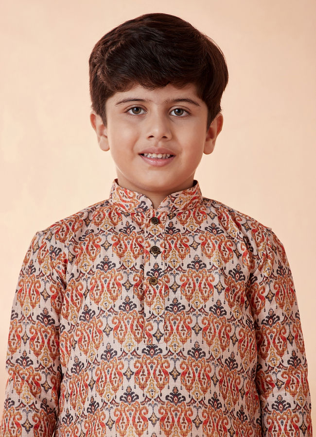 Manyavar-Boys-Orange-Printed-Kurta-Set