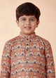 Manyavar Boys Orange Printed Kurta Set